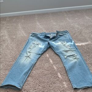 American Eagle Outfitters Light Blue Distressed Relaxed Fit Jeans